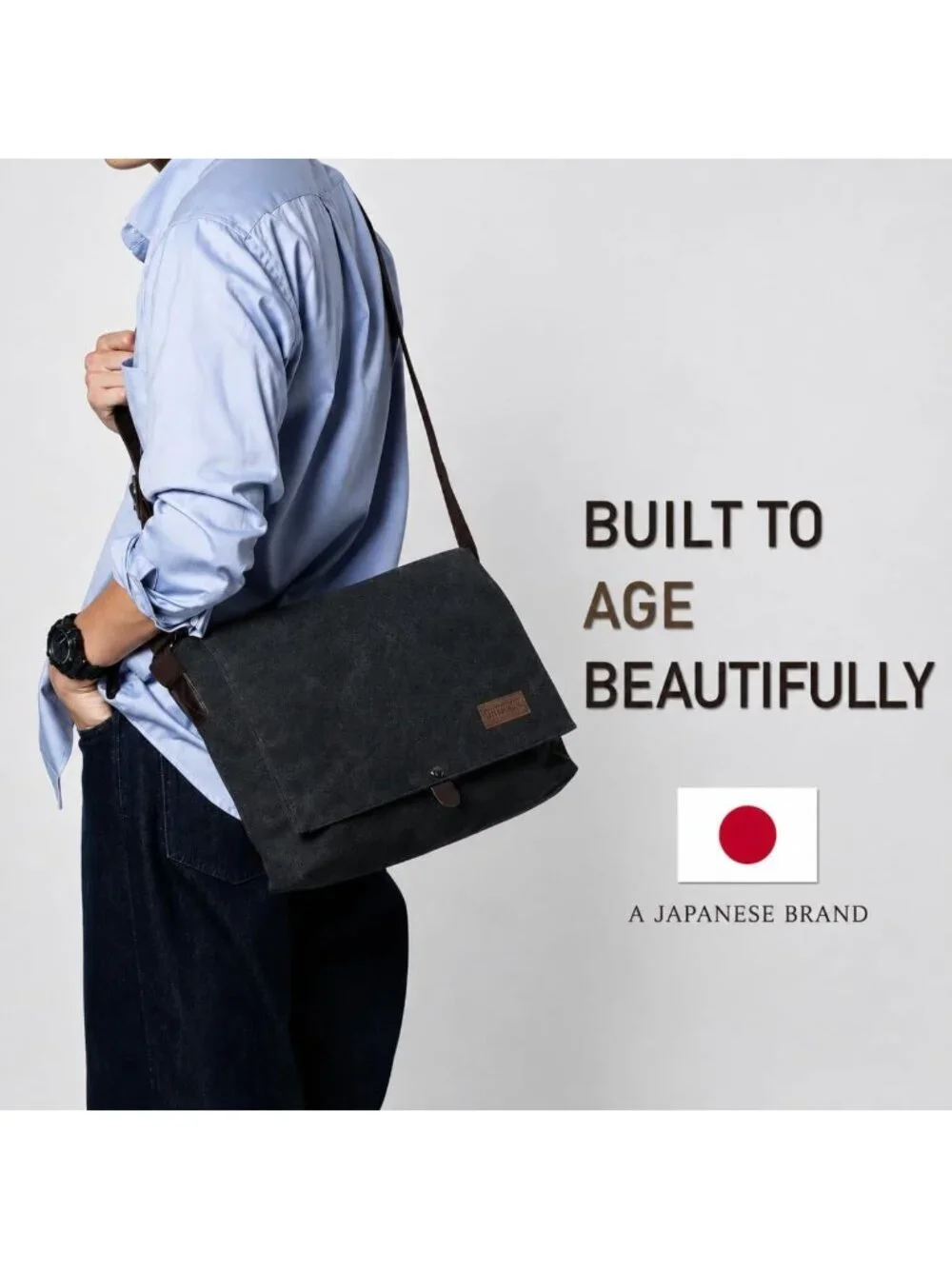 Stylish Men's Canvas Messenger Bag, Compact Satchel for 14